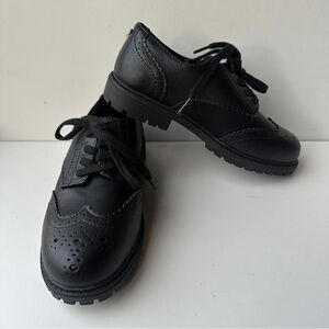Lipsy LONDON Black PU Brogue Unisex Kids Size:3 Black Colored Shoes OS